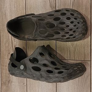 MERRELL‎ Black Rubber Sz 8 Womens Slip On Crocs Sandals Shoes